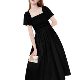 Square Neck Flared Sleeve Dress